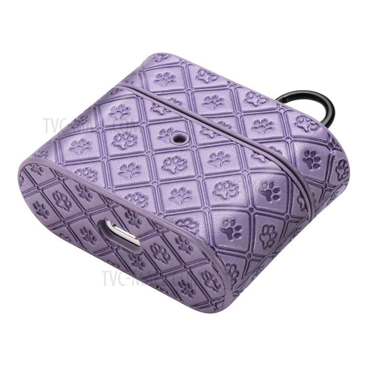 Отпечаток Коготь PU Кожа С Покрытием ТПУ Защитный Чехол С Крючком Для Яблока Airpods Про - Фиолетовый-17