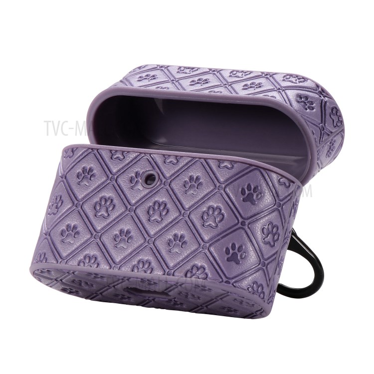 Отпечаток Коготь PU Кожа С Покрытием ТПУ Защитный Чехол С Крючком Для Яблока Airpods Про - Фиолетовый-18