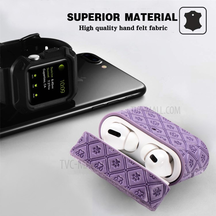 Отпечаток Коготь PU Кожа С Покрытием ТПУ Защитный Чехол С Крючком Для Яблока Airpods Про - Фиолетовый-2
