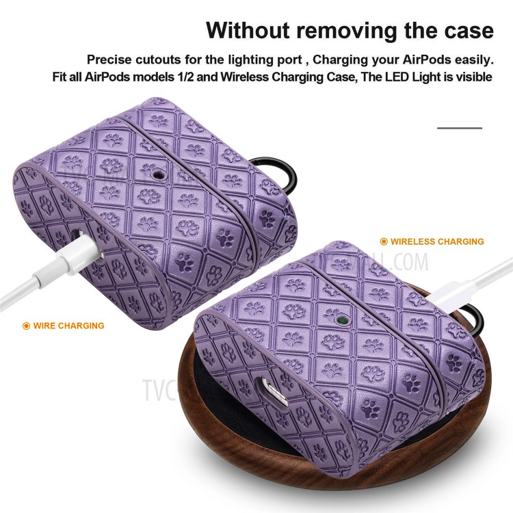 Отпечаток Коготь PU Кожа С Покрытием ТПУ Защитный Чехол С Крючком Для Яблока Airpods Про - Фиолетовый-3