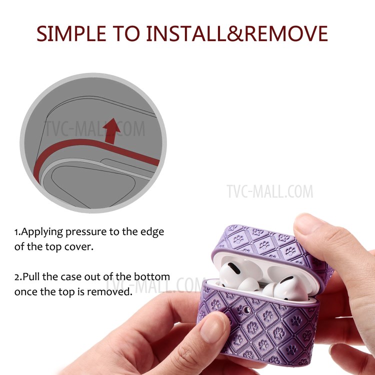 Отпечаток Коготь PU Кожа С Покрытием ТПУ Защитный Чехол С Крючком Для Яблока Airpods Про - Фиолетовый-5