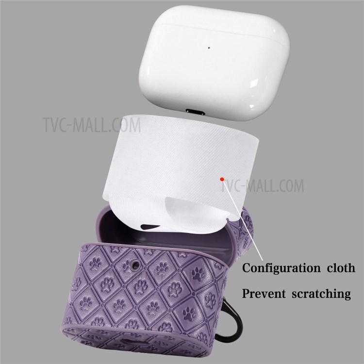 Отпечаток Коготь PU Кожа С Покрытием ТПУ Защитный Чехол С Крючком Для Яблока Airpods Про - Фиолетовый-8