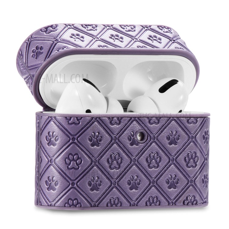 Отпечаток Коготь PU Кожа С Покрытием ТПУ Защитный Чехол С Крючком Для Яблока Airpods Про - Фиолетовый-9