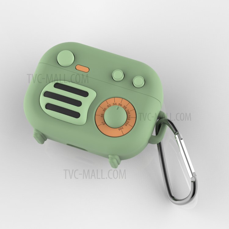 Phonograph Shape Silicone Protective Case with Anti-lost Hook for Apple AirPods Pro - Light Green