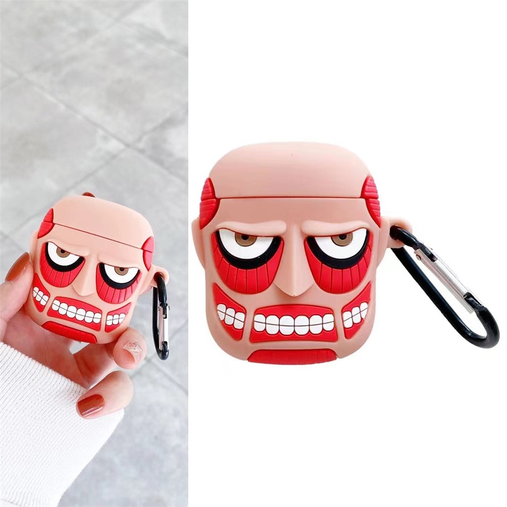Cartoon-Design-Silikon-Abdeckungs-Fall Bluetooth-Kopfhörer-Beschützer Für Airpods Mit Drahtlosen Ladekoffer (2019) / Airpods Mit Ladekoffer (2019) / (2016) - Gesicht-1