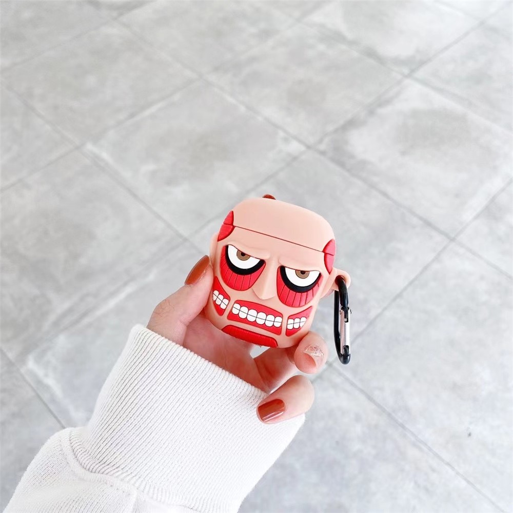 Cartoon-Design-Silikon-Abdeckungs-Fall Bluetooth-Kopfhörer-Beschützer Für Airpods Mit Drahtlosen Ladekoffer (2019) / Airpods Mit Ladekoffer (2019) / (2016) - Gesicht-2