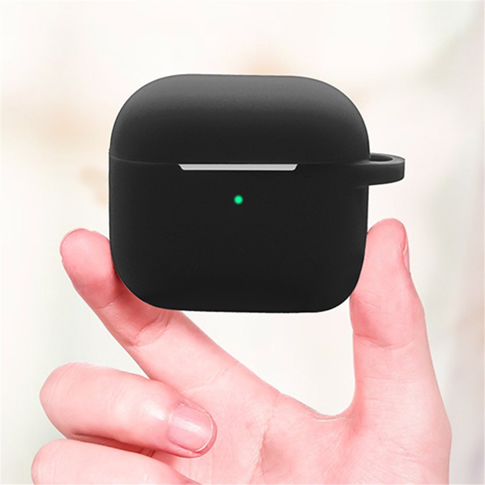 Shockproof Soft Silicone Wireless Earphones Skin Cover with Keychain Hook for Apple AirPods 3 - Green-4