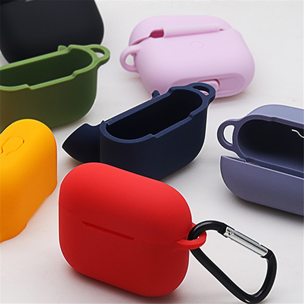 Shockproof Soft Silicone Wireless Earphones Skin Cover with Keychain Hook for Apple AirPods 3 - Green-6