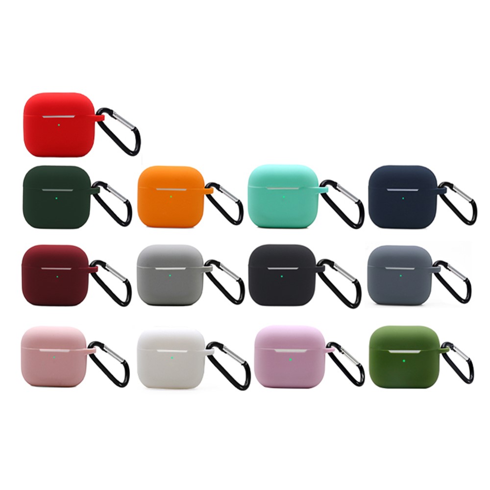 Shockproof Soft Silicone Wireless Earphones Skin Cover with Keychain Hook for Apple AirPods 3 - Green-7