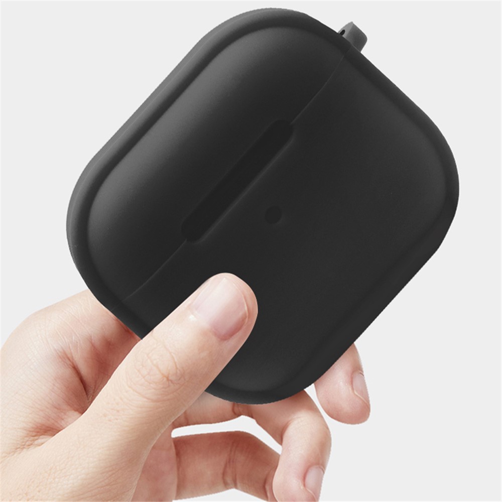 Strips Hemming Bluetooth Earphone Charging Box Silicone Protective Case Cover with Carabiner for Apple AirPods 3 - Red-5