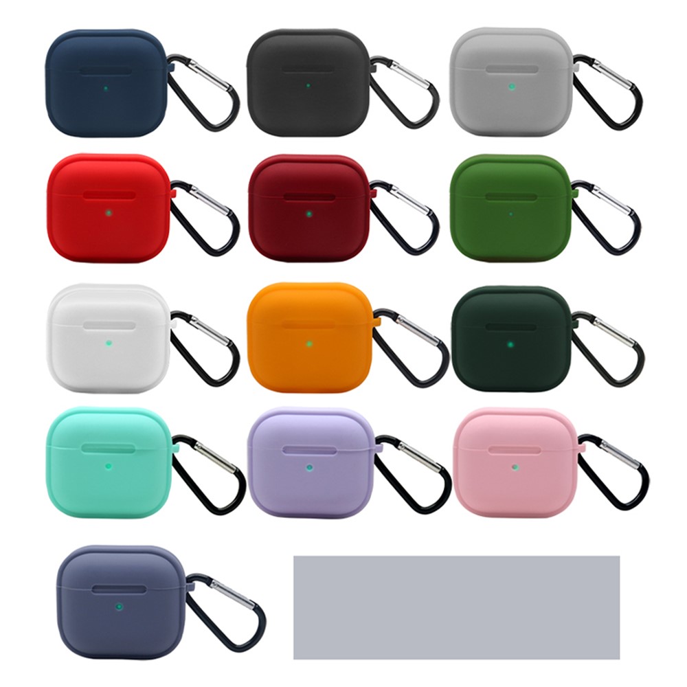 Strips Hemming Bluetooth Earphone Charging Box Silicone Protective Case Cover with Carabiner for Apple AirPods 3 - Red-7