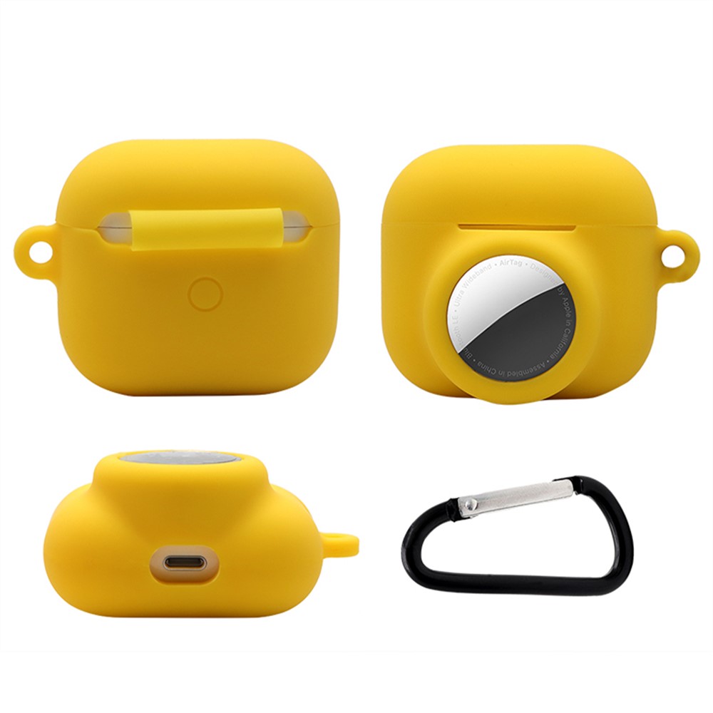 2 in 1 Soft Silicone Case Anti-scratch Protective Cover for AirPods Pro/AirTag - Wine Red-7