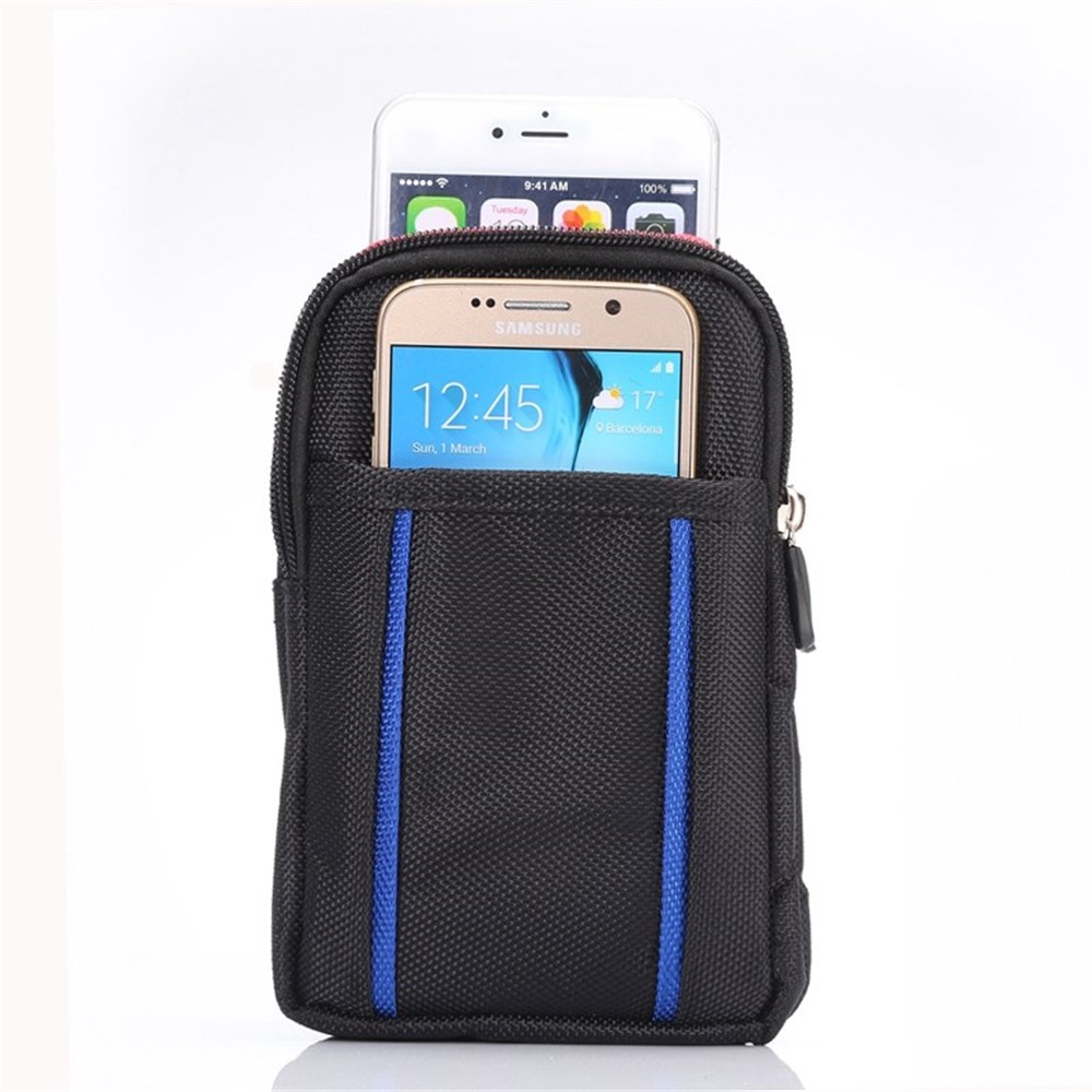 Borsa con borsa in vita sportiva con fibbia per iPhone 6 Plus / Samsung S6 / Nota 4 ecc, Dimensione: 17,5 x 11 x 2cm - Nero / Blu-4