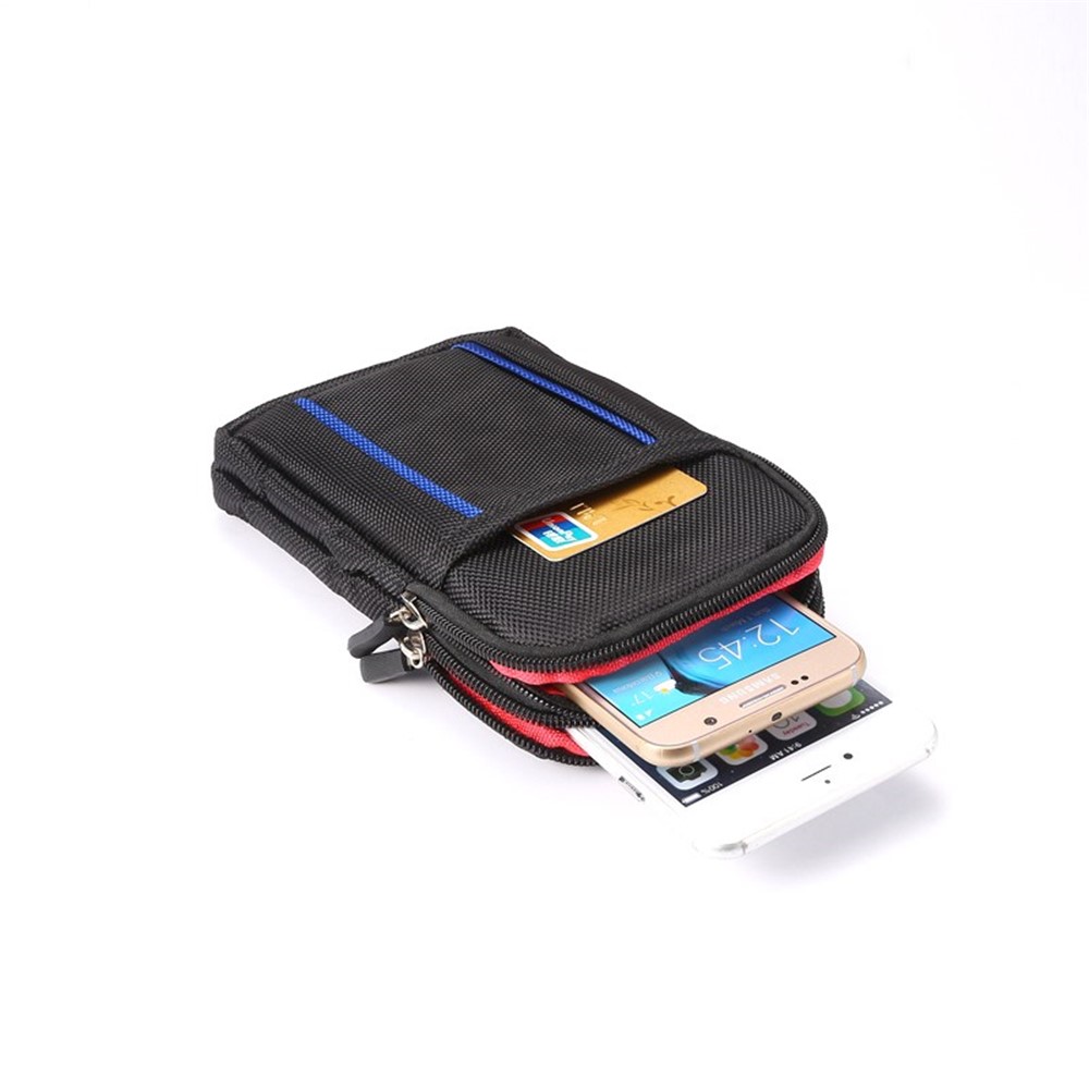 Borsa con borsa in vita sportiva con fibbia per iPhone 6 Plus / Samsung S6 / Nota 4 ecc, Dimensione: 17,5 x 11 x 2cm - Nero / Blu-6