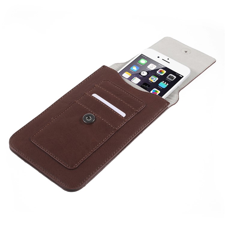 Universelle 6,3-Zoll-Dual-Layer-Ledertasche Mit Gürtelschlaufe Für Das IPhone XS / 8 Plus Usw., Größe: 17 X 10,5 Cm - Kaffee-3