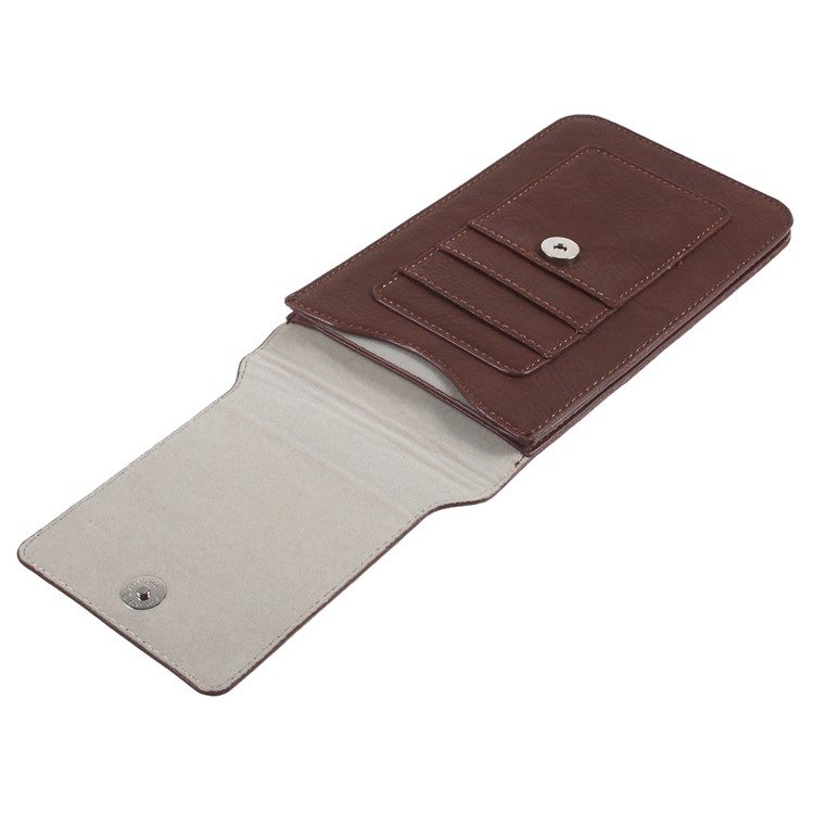 Universelle 6,3-Zoll-Dual-Layer-Ledertasche Mit Gürtelschlaufe Für Das IPhone XS / 8 Plus Usw., Größe: 17 X 10,5 Cm - Kaffee-4