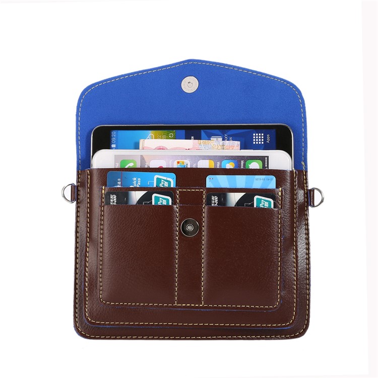 Multiple Compartments Leather Pouch Bag for iPhone 7 Plus/ 6s Plus/ Galaxy S7 edge, Size: 17 x 12.5 x 0.8cm - Brown-3