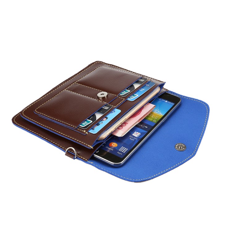 Multiple Compartments Leather Pouch Bag for iPhone 7 Plus/ 6s Plus/ Galaxy S7 edge, Size: 17 x 12.5 x 0.8cm - Brown-5