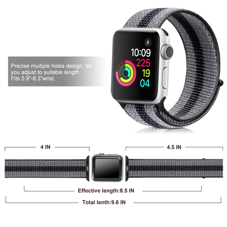 Nylon Faixa Impermeável Weaven Banda Relógio Inteligente Para A Série De Relógios Maçã 1/2/3 38 Milímetros / Série 5 4/5 40 Milímetros - Preto-4