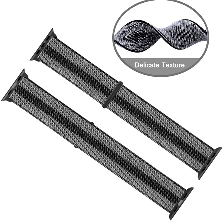 Nylon Faixa Impermeável Weaven Banda Relógio Inteligente Para A Série De Relógios Maçã 1/2/3 38 Milímetros / Série 5 4/5 40 Milímetros - Preto-6