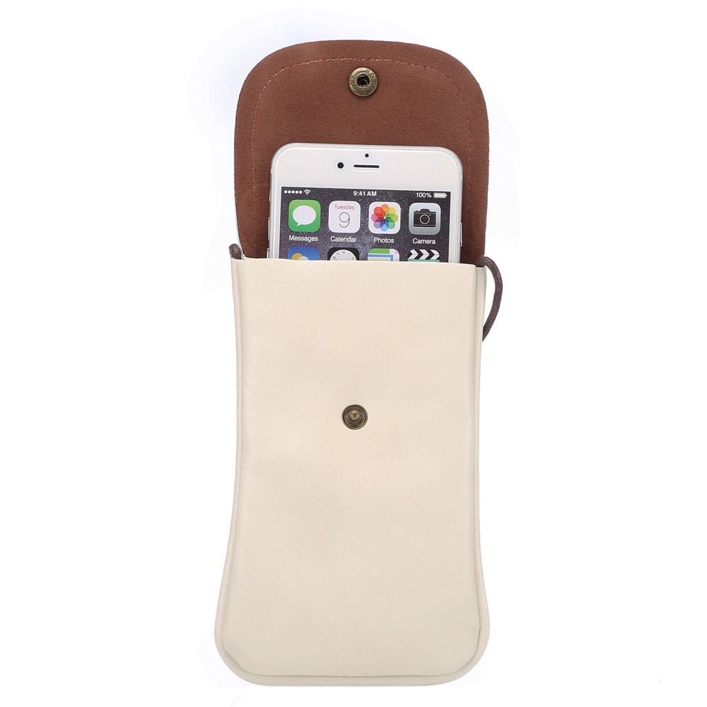 PU Leather Pouch Case with Strap for iPhone 8 Plus / X / 8/ 6s Plus / Samsung Galaxy S7 edge, Size: 16.5 x 9.5cm - White-4