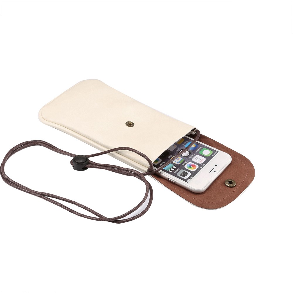 PU Leather Pouch Case with Strap for iPhone 8 Plus / X / 8/ 6s Plus / Samsung Galaxy S7 edge, Size: 16.5 x 9.5cm - White-5