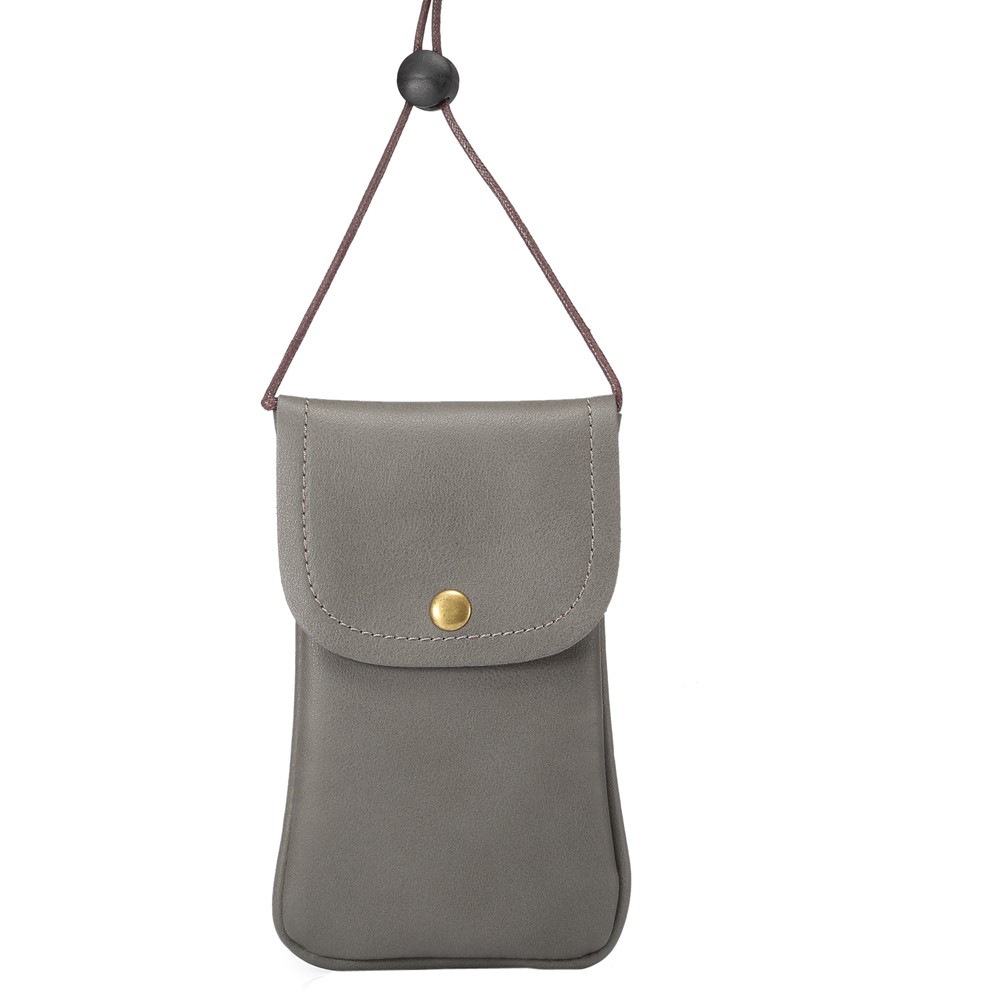 Bolsa de cuero de la PU del teléfono móvil de la PU con la correa para el iPhone 8 más / X / 8/ 6S Plus / Huawei Ascend P8, tamaño: 16.5 x 9.5cm - Gris-1