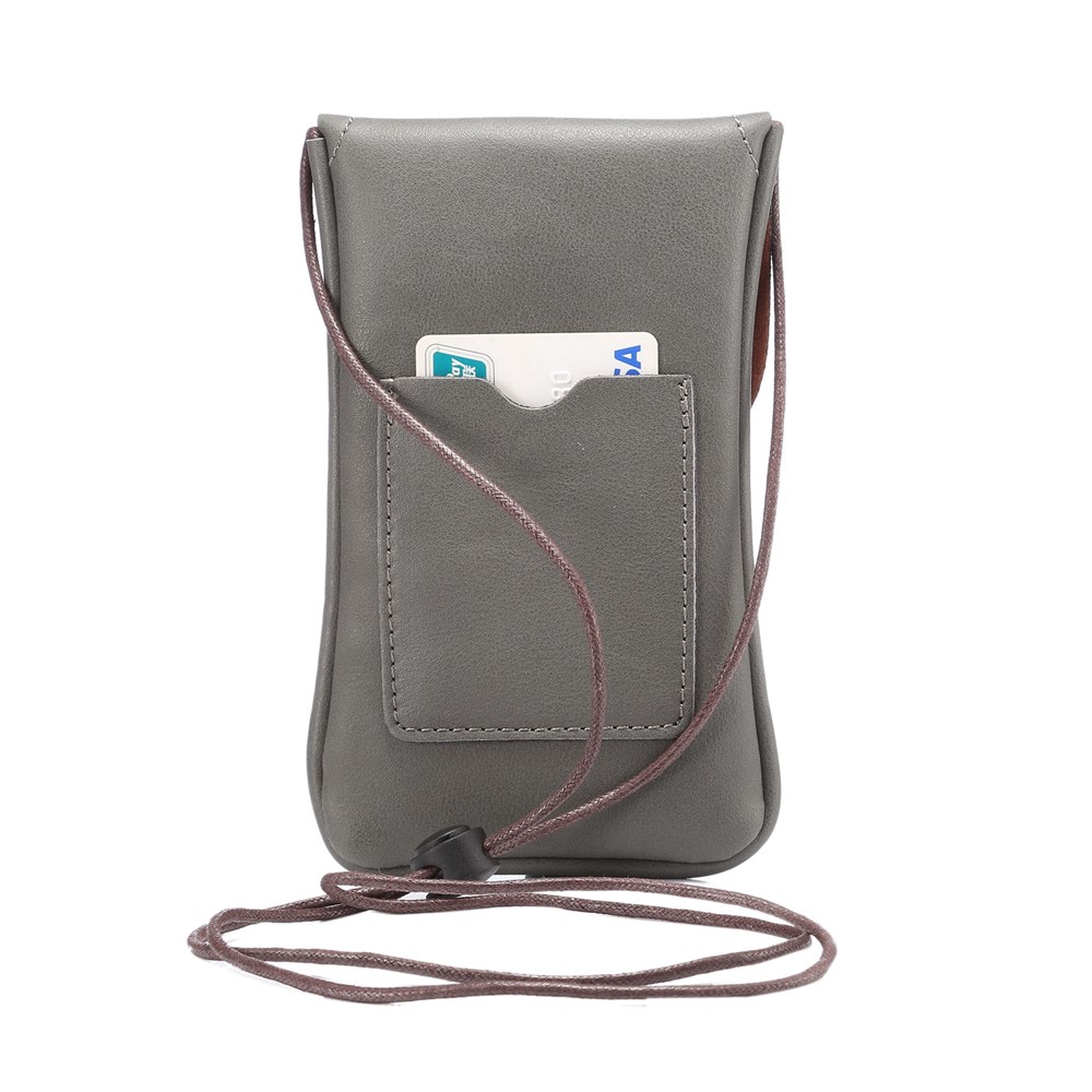 Bolsa de cuero de la PU del teléfono móvil de la PU con la correa para el iPhone 8 más / X / 8/ 6S Plus / Huawei Ascend P8, tamaño: 16.5 x 9.5cm - Gris-3