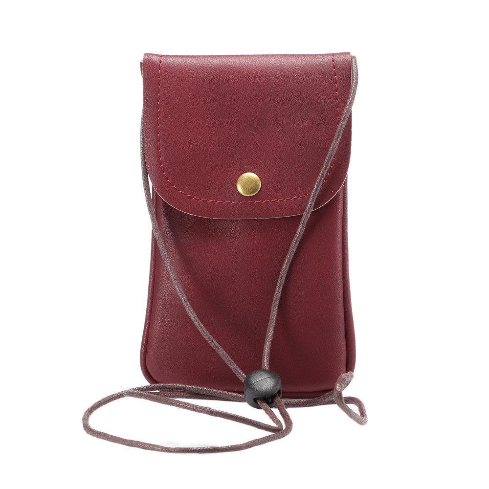 Bolsa de cuero de la PU del teléfono móvil de la PU con la correa para el iPhone 8 más / X / 8/ 6S Plus / Huawei Ascend P8, tamaño: 16.5 x 9.5cm - rojo-2