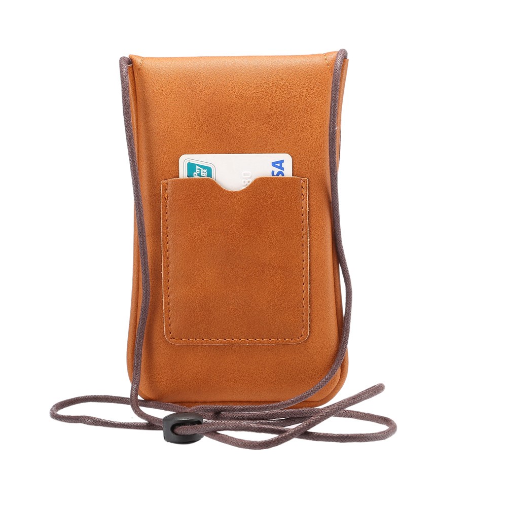 Sac en cuir en cuir pour téléphone portable avec sangle pour iPhone 8 Plus / X / 8/ 6de plus / Bord de Samsung Galaxy S7, prendre les mensurations de qqn pour (faire) qch: 16.5 x 9.5cm - marron-3