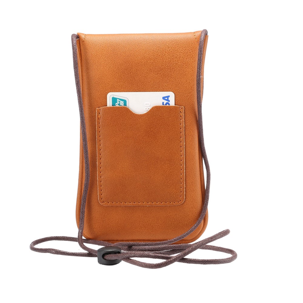 PU Leather Mobile Phone Bag Pouch with Strap for iPhone 8 Plus / X / 8 / 6s Plus / Samsung Galaxy S7 edge, Size: 16.5 x 9.5cm - Brown-3