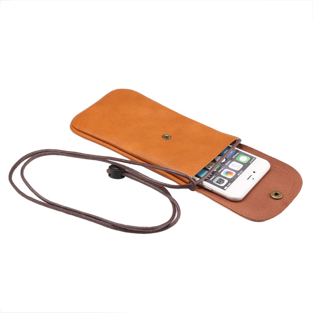 Sac en cuir en cuir pour téléphone portable avec sangle pour iPhone 8 Plus / X / 8/ 6de plus / Bord de Samsung Galaxy S7, prendre les mensurations de qqn pour (faire) qch: 16.5 x 9.5cm - marron-5