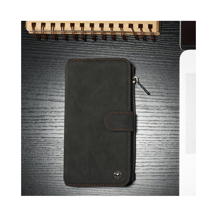 CASEME 2-in-1 Detachable 14 Slots Wallet Genuine Split Leather Case for iPhone 6s Plus / 6 Plus - Black-2