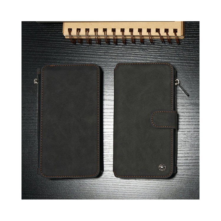 CASEME 2-in-1 Detachable 14 Slots Wallet Genuine Split Leather Case for iPhone 6s Plus / 6 Plus - Black-3