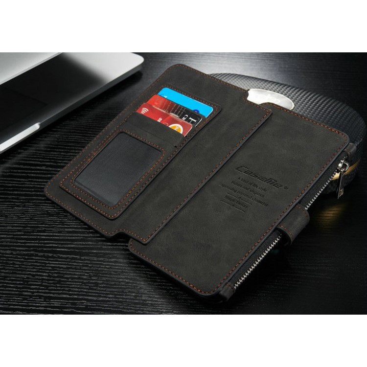 CASEME 2-in-1 Detachable 14 Slots Wallet Genuine Split Leather Case for iPhone 6s Plus / 6 Plus - Black-5