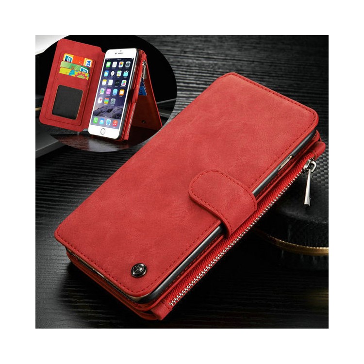 Фото #1: CASEME 2-in-1 Detachable 14 Slots Wallet Genuine Split Leather Cover for iPhone 6s Plus / 6 Plus - R