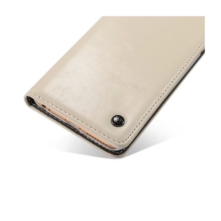 CASEME Oil Wax Carteira Leather Flip Stand Case para iPhone 6s / 6 - Branco-11