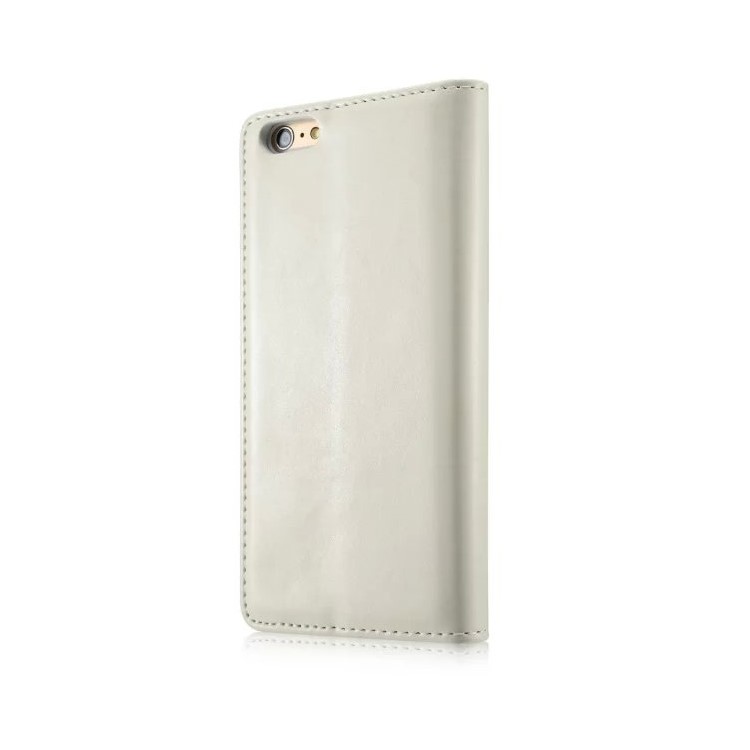 CASEME Oil Wax Carteira Leather Flip Stand Case para iPhone 6s / 6 - Branco-2