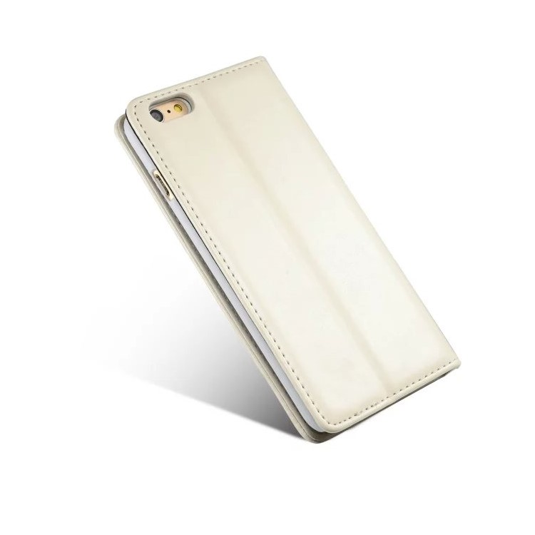 CASEME Oil Wax Carteira Leather Flip Stand Case para iPhone 6s / 6 - Branco-4