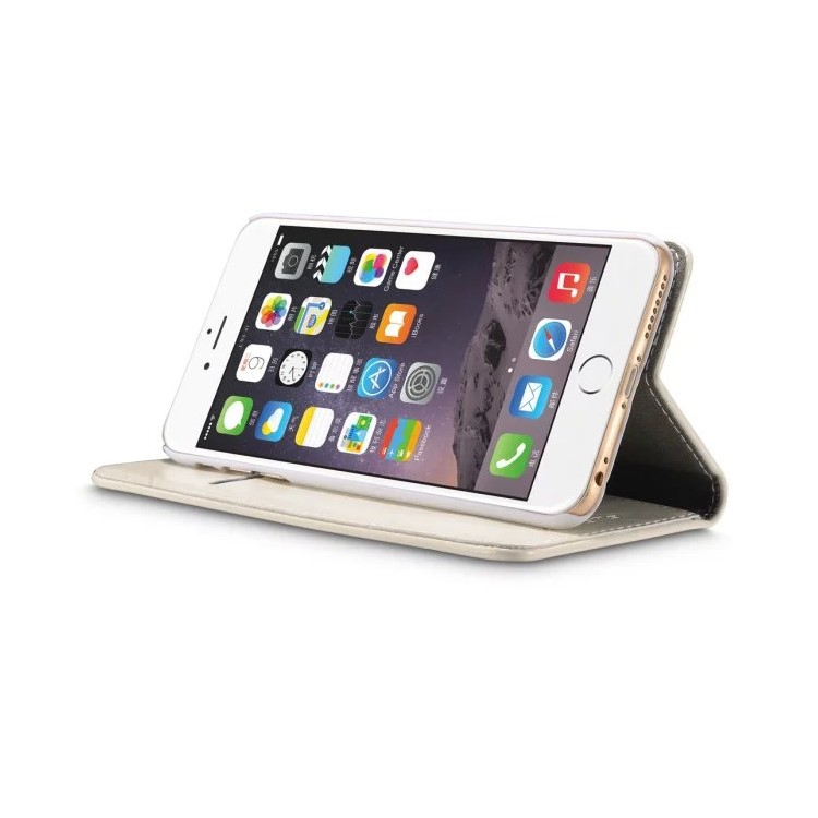 CASEME Oil Wax Carteira Leather Flip Stand Case para iPhone 6s / 6 - Branco-5