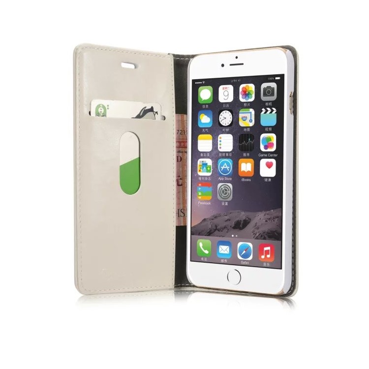 CASEME Oil Wax Carteira Leather Flip Stand Case para iPhone 6s / 6 - Branco-7