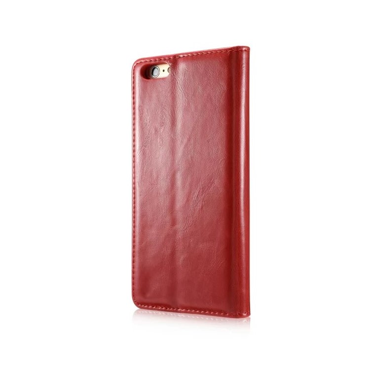 CASEME Oil Wax Card Holder Leather Stand Case para iPhone 6s Plus / 6 Plus - vermelho-2