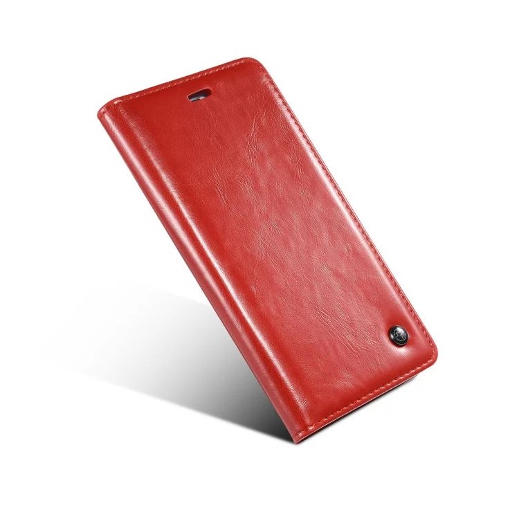 CASEME Oil Wax Card Holder Leather Stand Case para iPhone 6s Plus / 6 Plus - vermelho-3