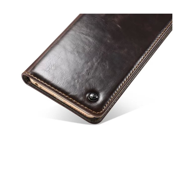 Wax Oil CASEME Card Case Titular Couro telefone para iPhone 6s Plus / 6 Plus - Brown-10