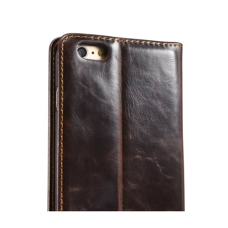 Wax Oil CASEME Card Case Titular Couro telefone para iPhone 6s Plus / 6 Plus - Brown-11