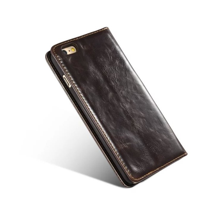 Wax Oil CASEME Card Case Titular Couro telefone para iPhone 6s Plus / 6 Plus - Brown-4