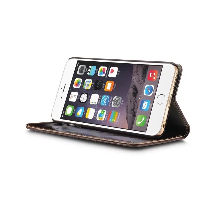 Wax Oil CASEME Card Case Titular Couro telefone para iPhone 6s Plus / 6 Plus - Brown-5