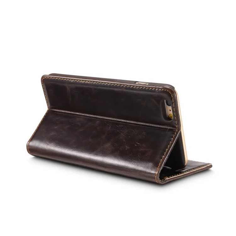 Wax Oil CASEME Card Case Titular Couro telefone para iPhone 6s Plus / 6 Plus - Brown-6
