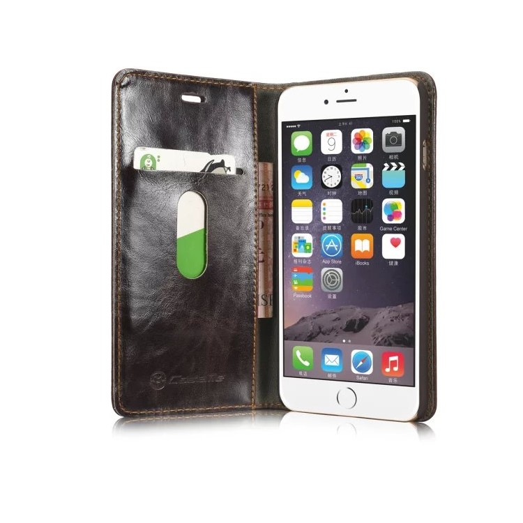 Wax Oil CASEME Card Case Titular Couro telefone para iPhone 6s Plus / 6 Plus - Brown-7