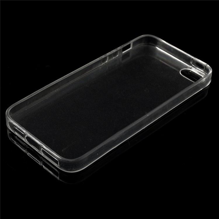Ultrafino Glossy Soft TPU caso capa para iPhone SE 5s 5 - Transparente-4